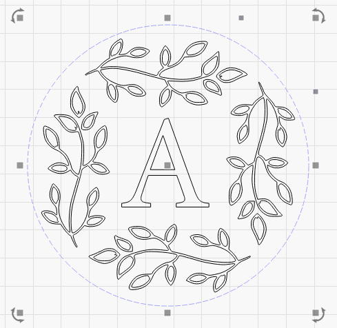 Monogrammed A - Leafy Wreath Laser Cutting File