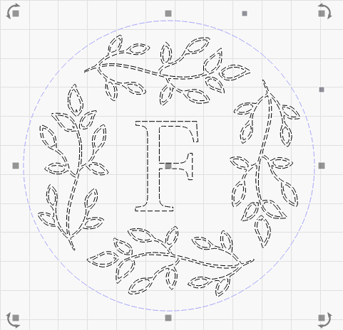 Monogrammed F - Leafy Wreath Laser Cutting File