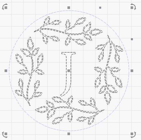 Monogrammed J - Leafy Wreath Laser Cutting File