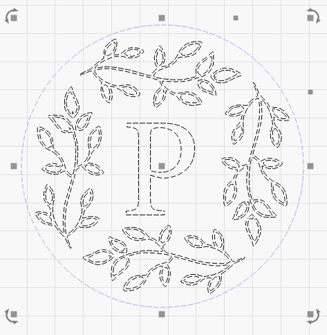 Monogrammed P - Leafy Wreath Laser Cutting File