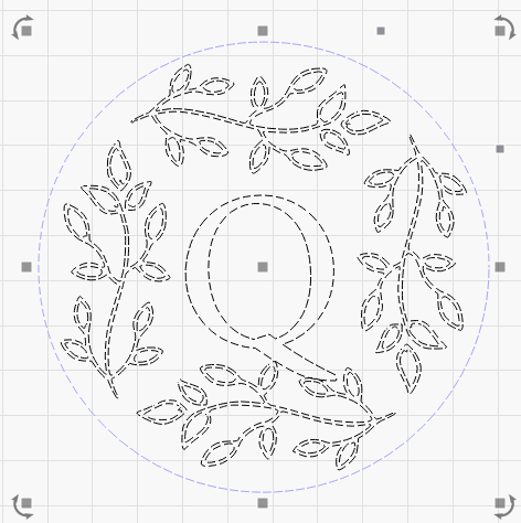 Monogrammed Q - Leafy Wreath Laser Cutting File