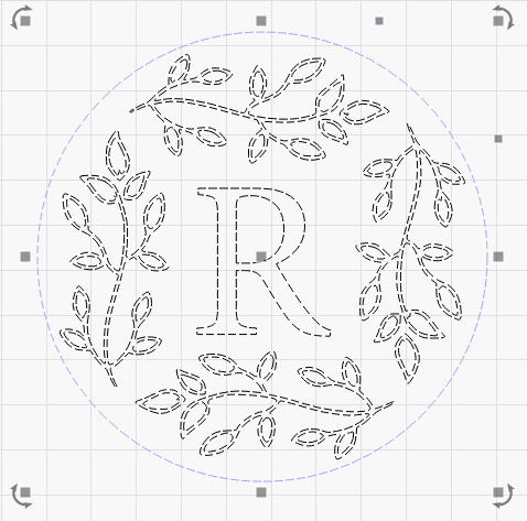 Monogrammed R - Leafy Wreath Laser Cutting File