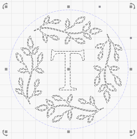 Monogrammed T - Leafy Wreath Laser Cutting File