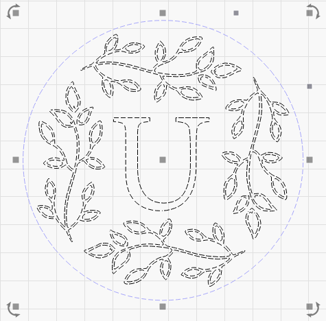 Monogrammed U - Leafy Wreath Laser Cutting File
