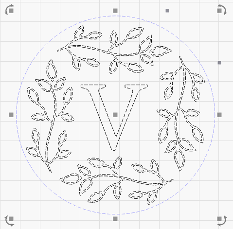 Monogrammed V - Leafy Wreath Laser Cutting File