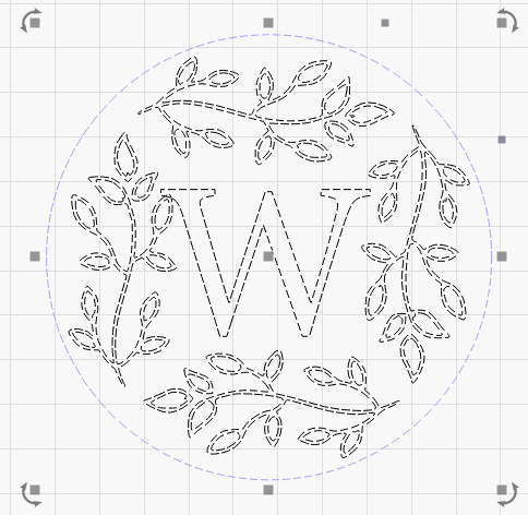 Monogrammed W - Leafy Wreath Laser Cutting File