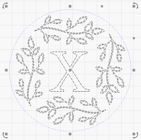 Monogrammed X - Leafy Wreath Laser Cutting File